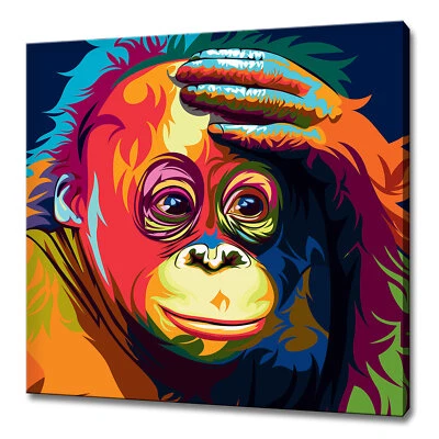 Abstract Colourful Orangutan Animal Modern Design Home Decor Canvas Print Art - Image 1 of 4