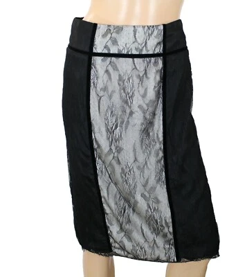 Falda de seda negra/gris Roberto Cavalli Class para mujer talla 10 Italia venta al por menor $1690 Foto 1 de 4