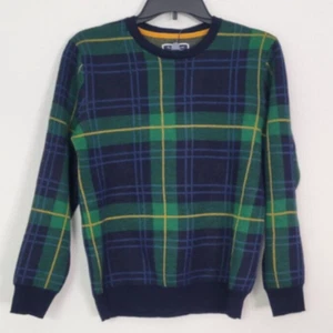 Club Room Mens  Merino Wool Blend Crew Easy Care Sweater, Blue/Green Plaid[ S] - Picture 1 of 4