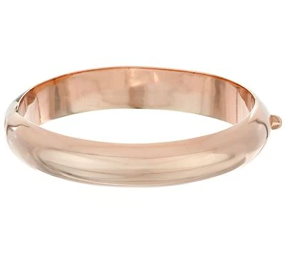 All Shiny Polished Hinged Bangle Bracelet 14K Rose Gold Clad 925 Sterling QVC - Image 1 of 4