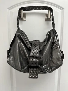 NWT Michael Kors gunmetal large shoulder leather purse - Picture 1 of 6