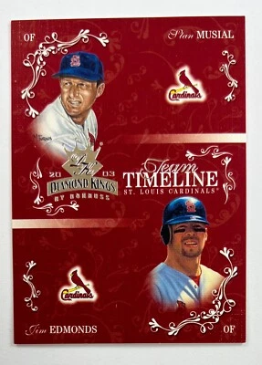 2003 Donruss Diamond Kings Team Timeline Stan Musial & Jim Edmonds 780/1000 AR85 - Image 1 of 2