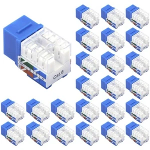 RJ45 Cat6 Keystone Jacks Slim Profile UL-Listed 25-Pack, 90-Degree Ethernet Pun - Picture 1 of 8