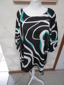 NINE WEST-NEGRO/MULTI-CUELLO REDONDO-MANGA CORTA ABULLONADA-BLUSA-TOP -TALLA-3X-NUEVO CON ETIQUETAS - Imagen 1 de 4
