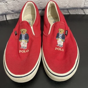 Polo Ralph Lauren Polo Bear Keaton Sneaker Slip-On Rosso Uomo Taglia 12 - Foto 1 di 9