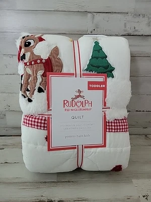 Pottery Barn Kids Rudolph & Santa Baby Toddler Quilt  - Изображение 1 из 3