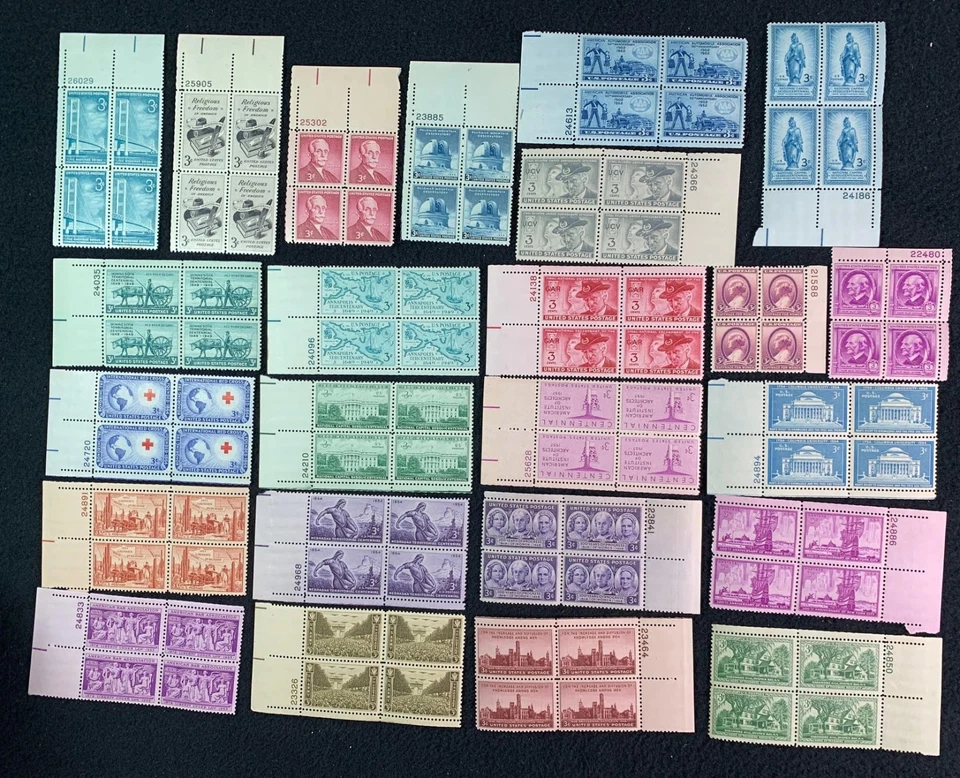 USA - 3 cent plate blocks  - lot of 24 different - MNH - Image 1 of 1