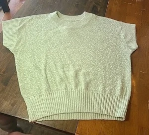 Mint Color Short Sleeved Textured Sweater Knot Shell FROM Loft Size M - Picture 1 of 7