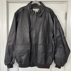 LL Bean Goatskin Bomber Jacket Men’s XL Tall Dark Brown Thinsulate Lining OMG49 - Picture 1 of 24