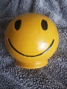 Large Vtg 1970's McCoy Pottery USA Yellow Smiley Happy Face Bank- NO STOPPER  - Picture 1 of 4