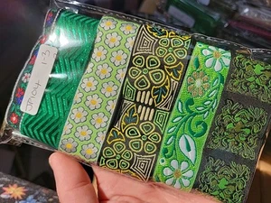 Cinta Jacquard Verde Resto Pack 6 X 1 Yarda Longitudes - Imagen 1 de 2