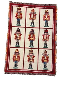 Vintage Goodwin Weavers Nussknacker Wandteppich Decke Weihnachten Überwurf 64"x47" USA - Bild 1 von 15
