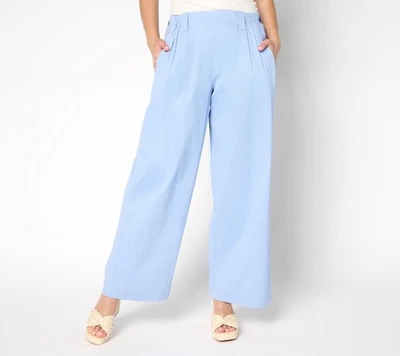 Logo by Lori Goldstein Women's Plus Sz Pants 1X Regular Textured Blue A692523 - Image 1 of 4