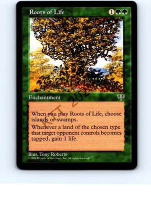 Roots of Life Green Uncommon Mirage MTG NP Near Mint or Better - Image 1 of 2