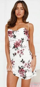 NWT Hellomolly Brand New Vibe Lace Mini Dress Sz S White Pink Floral Lined Prom - Picture 1 of 22