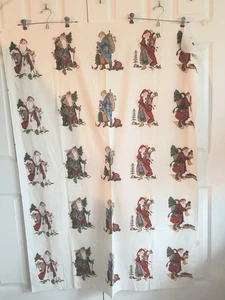 Vintage Cranston Old World Santa Claus Christmas  Fabric 25 Appliqués New Old St - Picture 1 of 6