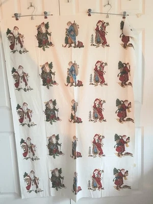 Vintage Cranston Old World Santa Claus Christmas  Fabric 25 Appliqués New Old St - Image 1 of 4