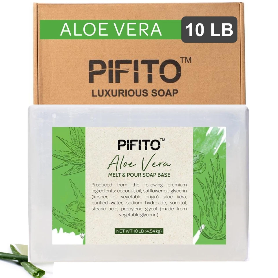 Base de jabón para derretir y verter aloe vera (10 lb) │ Glicéridos 100 % naturales premium a granel... Foto 1 de 4