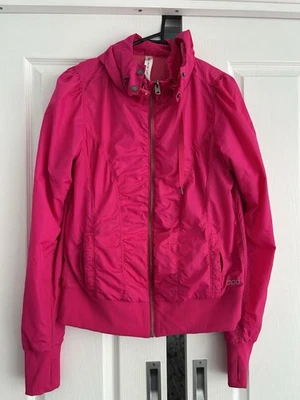 Jaqueta de corrida Lorna Jane M rosa quente com capuz e furos no polegar nas mangas - Imagem 1 de 4