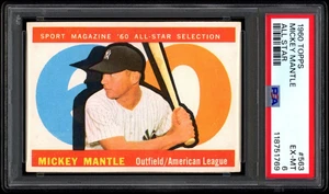 1960 Topps #563 Mickey Mantle All-Star PSA 6 DEAD CENTERED EYE APPEAL - Foto 1 di 2