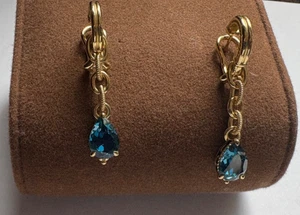 Judith Ripka Ohrringe 14 Karat Gold plattiert Blautopas - Bild 1 von 5