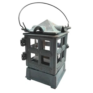 Candelabro colgante de hierro fundido John Wright de colección verde azulado linterna de jardín 1988 - Imagen 1 de 16