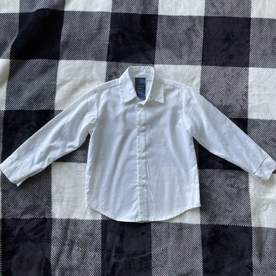 Camisa de vestir Tommy Hilfiger blanca a lunares niño pequeño con botones talla 4 Foto 1 de 4