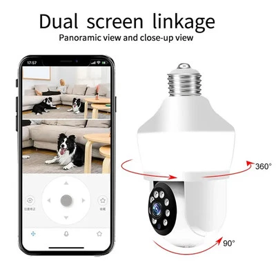 Integrated E27 Bulb Camera 800 Lm Night Vision Rotating Alarm Security HD Camera - Image 1 of 4