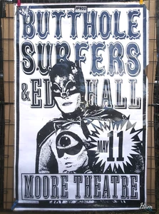 BIG RARE punk rock concert poster BUTTHOLE SURFERS Moore Seattle 1991 Batman art - Picture 1 of 6