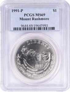 1991-P Mount Rushmore Commemorative Silver Dollar MS69 PCGS - Picture 1 of 2