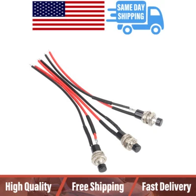 3 Pack Mini Push Button Pre-Wired Momentary N/O OFF-ON Switch Plug 12V 5AMP SPST - Image 1 of 4