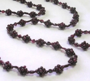 ARTISAN GARNET GEMSTONE BEADED NECKLACE 34" & MATCHING BRACELET 7 1/2" NEW - Picture 1 of 4
