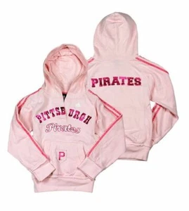 Adidas MLB Baseball Youth Girls Pittsburgh Pirates Hoodie Sweatshirt, Pink - Picture 1 of 6
