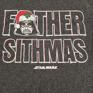 Camiseta gris manga corta Father Sithmas Star Wars Navidad para hombre M - Imagen 1 de 9