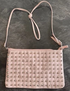Women’s Pink Leather 135 Metal Studded Purse Shoulder Bag 12”x18” Inches - Picture 1 of 12