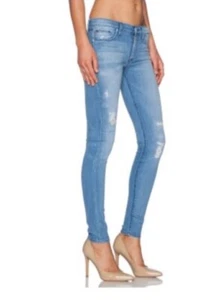 Hudson Nico Midrise Super Skinny Jeans Distressed Size 24 Blue - Picture 1 of 12
