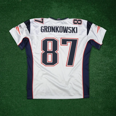 Rob Gronkowski Reebok New England Patriots Authentic On-Field Away White Jersey Cover