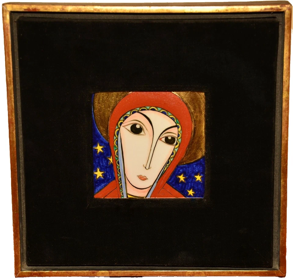 Retrato pintura al óleo SERGEY SMIRNOV original vintage firmado icono de Madonna esmalte Foto 1 de 4