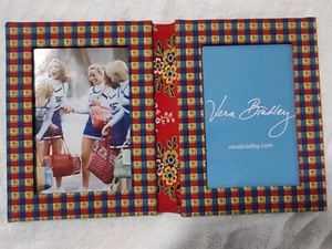 Vera Bradley Villa Red Double Photo Frame 4x6 Pictures Quilted Folding RETIRED - Picture 1 of 6