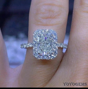 custom/Moissanite wedding Ring 3 Carat Radiant Cut Solid 14K yellow Gold size 9 - Picture 1 of 4