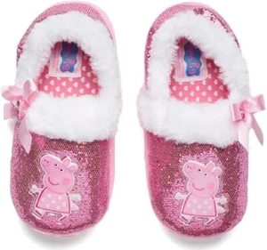 Peppa Pig Pink Sparkly Girls Character Slippers Toddler Size SMALL 5/6 NWT - Picture 1 of 2