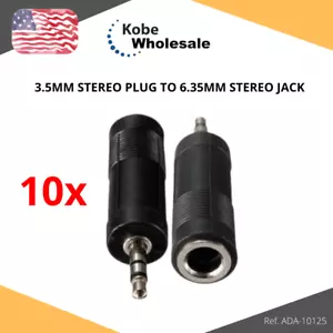 10 PACK 3.5MM STEREO PLUG TO 6.35MM STEREO JACK - Picture 1 of 2