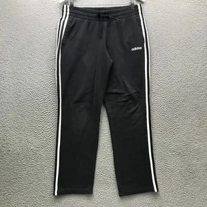 Adidas Sweatpants Mens Large L Side Tape Drawstring Pockets Logo Black White - Picture 1 of 8