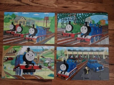 Juego de 4 rompecabezas de madera Thomas & Friends con bandeja de almacenamiento diversión educativa 24 piezas cada uno Foto 1 de 4