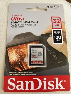SanDisk 32GB Ultra SDHC UHS-I Memory Card - 120MB/s C10 U1 Full HD SD Card - Image 1 of 4