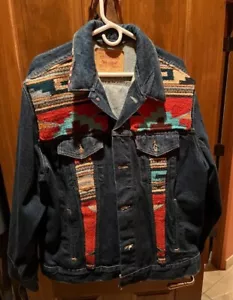 🔥🚨Vintage Mens Levi's Denim Trucker Jacket Aztec Southwest Sz 48 EUC Strauss - Picture 1 of 3