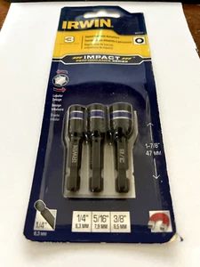 3 Piece IRWIN 1837531 IMPACT PERFORMANCE NUTSETTER -1/4" 5/16" 3/8" - Picture 1 of 2