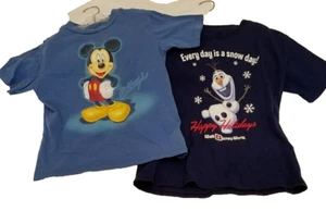 DISNEY LOT OF 2 T-SHIRTS ROUND CREW SS MICKEY/OLAF GRAPHICS SZ MEDIUM # 3782 - Picture 1 of 9