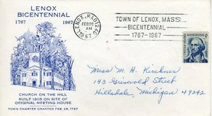 LENOX BICENTENNIAL , LENOX, MA 1967 FDC10040 - Picture 1 of 2