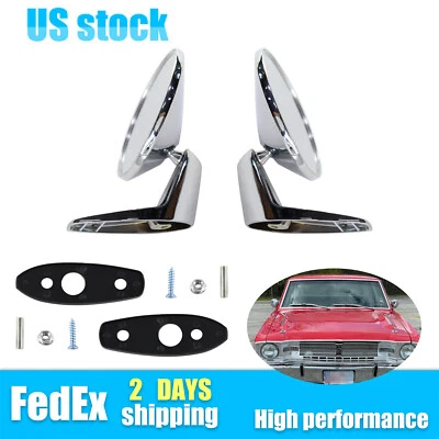 Chrome Door Mirrors Outside Exterior Rearview 2pcs Fits 1966-1975 Dodge Plymouth Foto 1 de 4